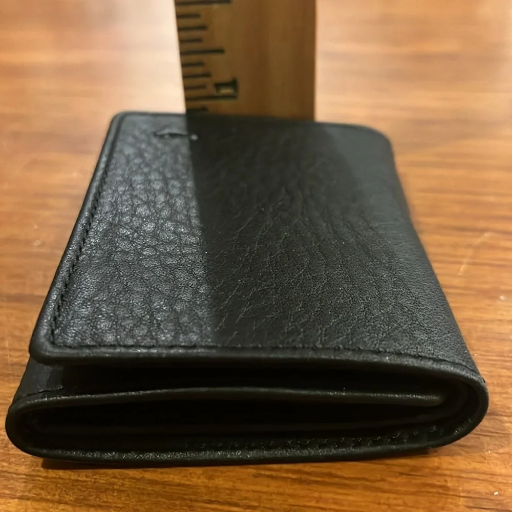 Will Leather Goods Trifold Black Leather Wallet ID Card Bill Slots
